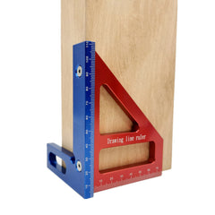 Aluminum Alloy 45/90 Degree Woodworking Square Protractor Miter Triangle Drawing Line Ruler Layout Height Gauge