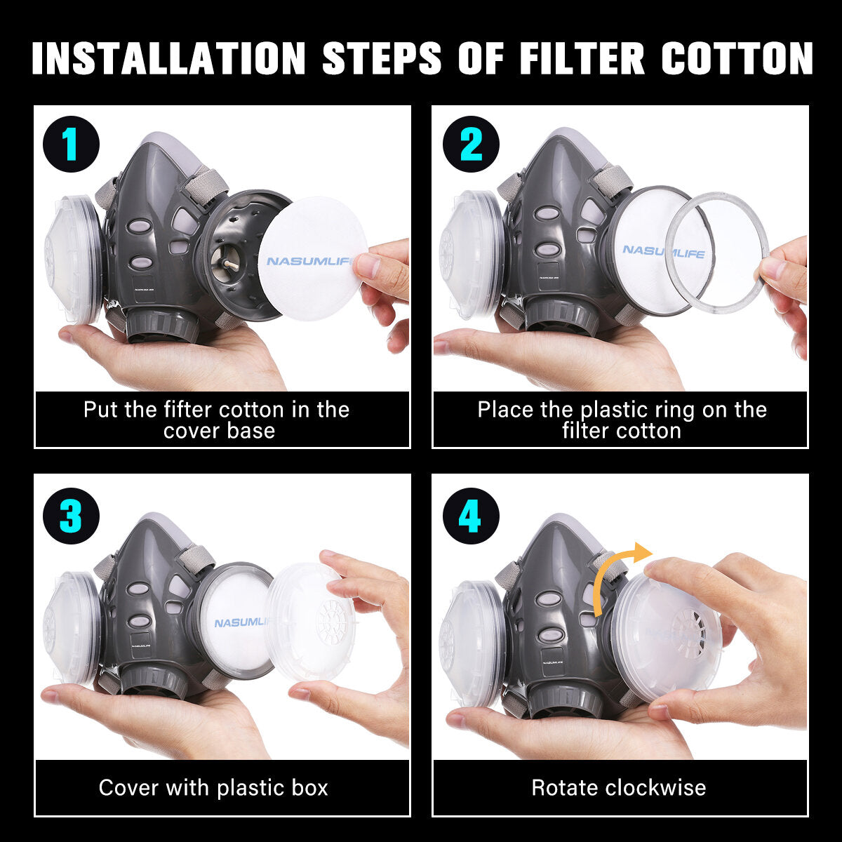 Respiratory Face Cover Mask Reusable Glasses Goggle with Ear Plugs Filters for Dust Protection Polishing