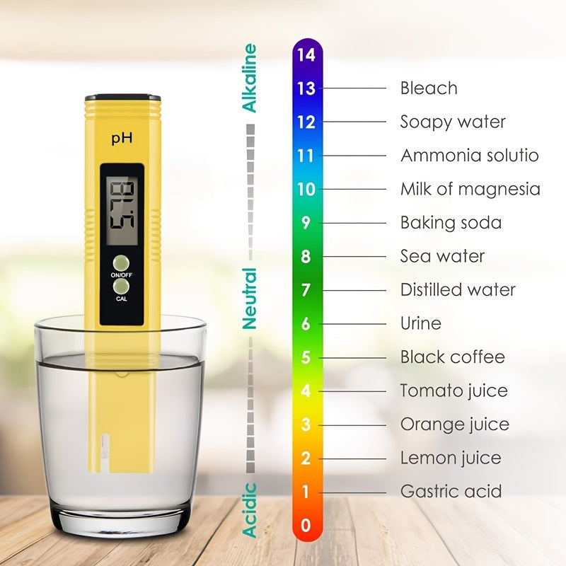 PH Meter for Water Hydroponics Digital PH Tester Pen Pocket Size Yellow