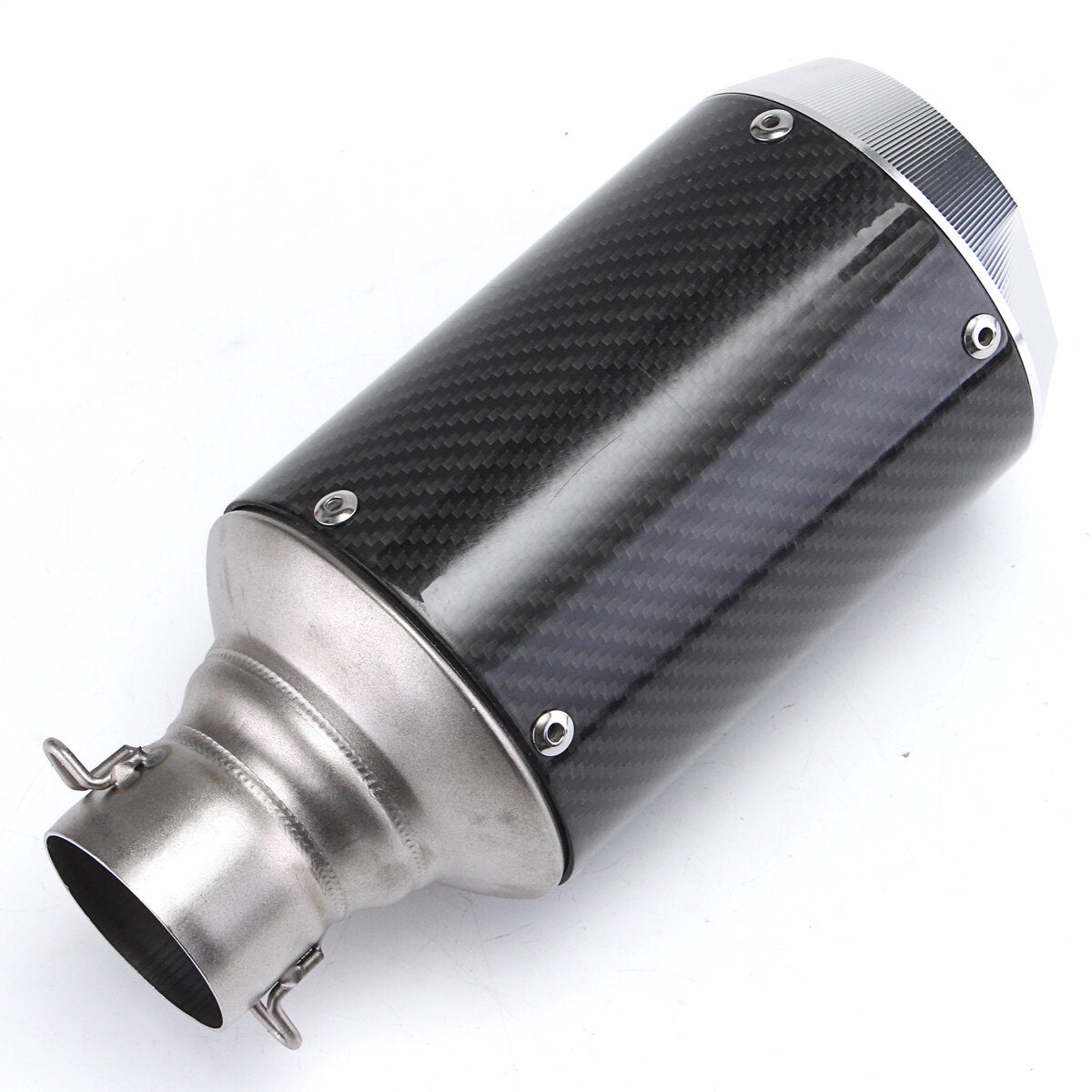 Motorcycle 51mm Slip-On Round Exhaust Muffler Carbon Fiber Universal