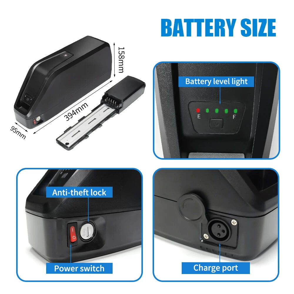 48V 30Ah E-bike Battery, Premium LG Cells, 5-Pin Base, 4A Fast Charge Electric Bicycle Battery for DOUTTS DEEPOWER JANSNO, etc