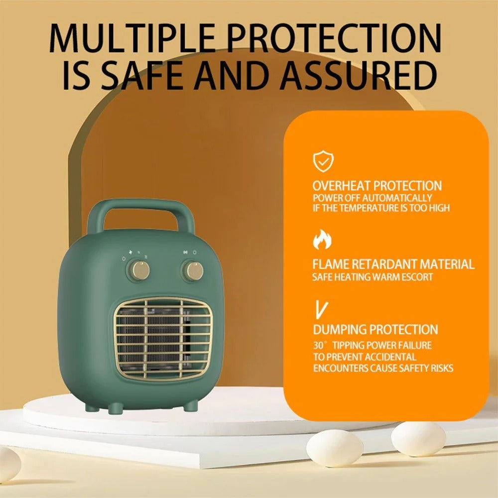800W PTC Ceramic Space Heater with Human Sensor, Low Noise, Fast Heating, Tip-Over & Overheat Protection, 3 Adjustable Gears for Indoor Use