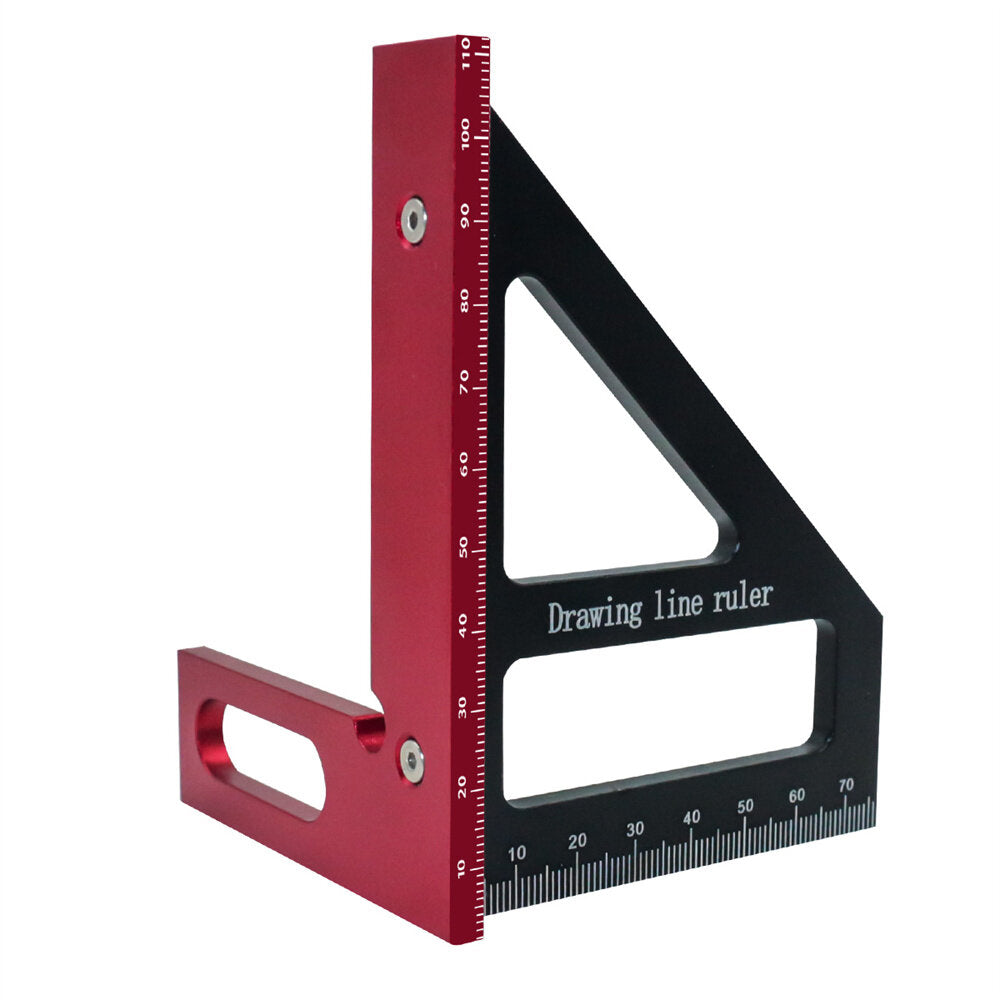 Multi-Functional Aluminum Woodworking Ruler - High Precision 0-76mm, Durable, Black/Red, Easy to Use Tool