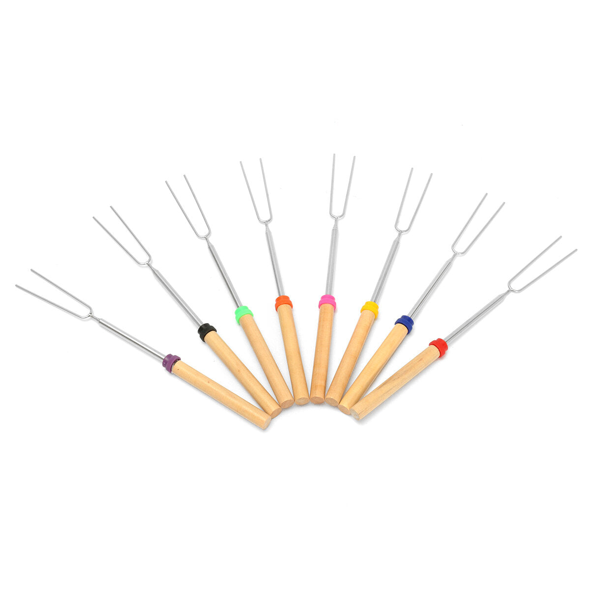 8 Pieces 32-Inch Colorful Telescopic Roasting Marshmallow Barbecue Skewers BBQ Stick Fork BBQ Tools