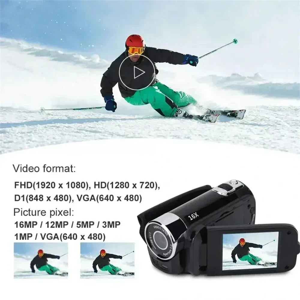 1080P Full HD Digital Camera with 2.7" Touch Screen, 270° Rotation, 16X Zoom & CMOS Sensor for Video Recording & Vlogging