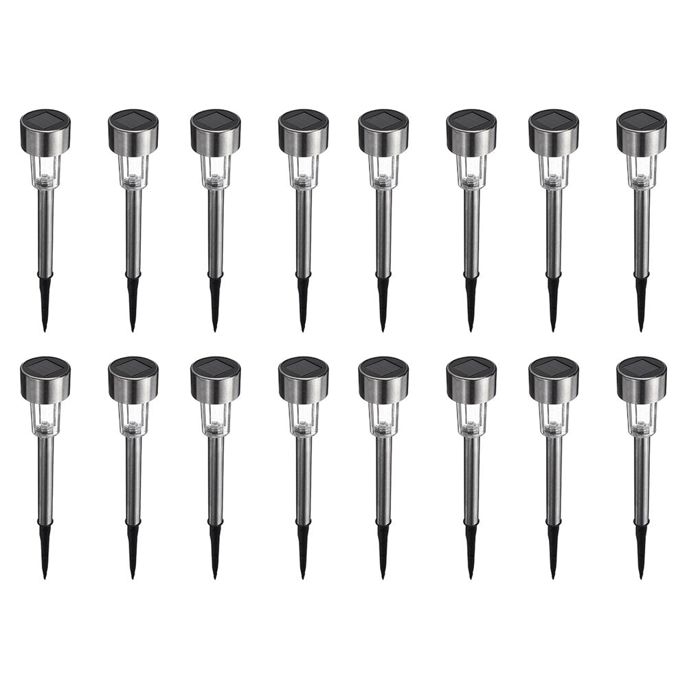 16pcs LED Solar Stainless Steel Lawn Lamps Garden Outdoor Landscape Path Light