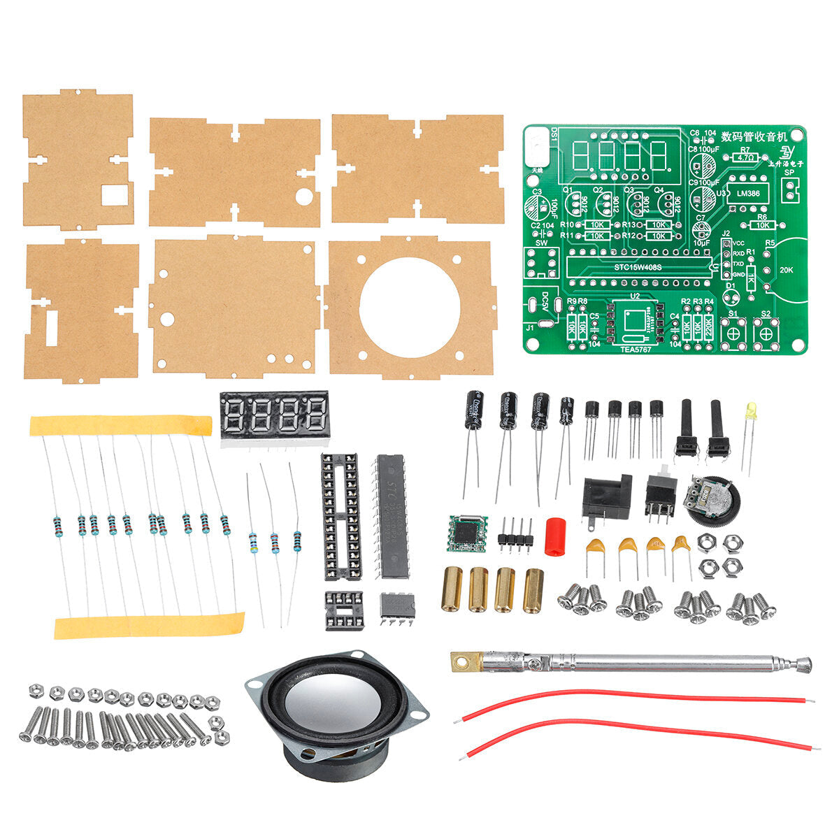 Components + PCB Board Digital Tube Display FM Digital Radio Electronic DIY Production kit