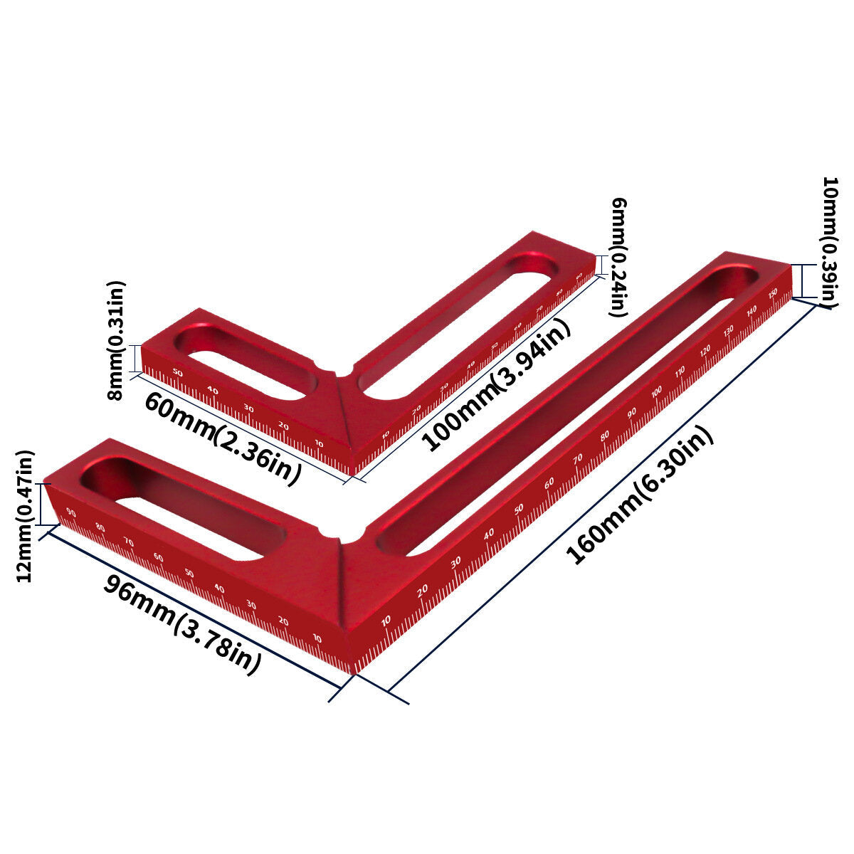 Right Angle Ruler for Woodworking - Accurate 90° Measurements, Durable Aluminum, Lightweight, 100mm & 160mm Sizes Available