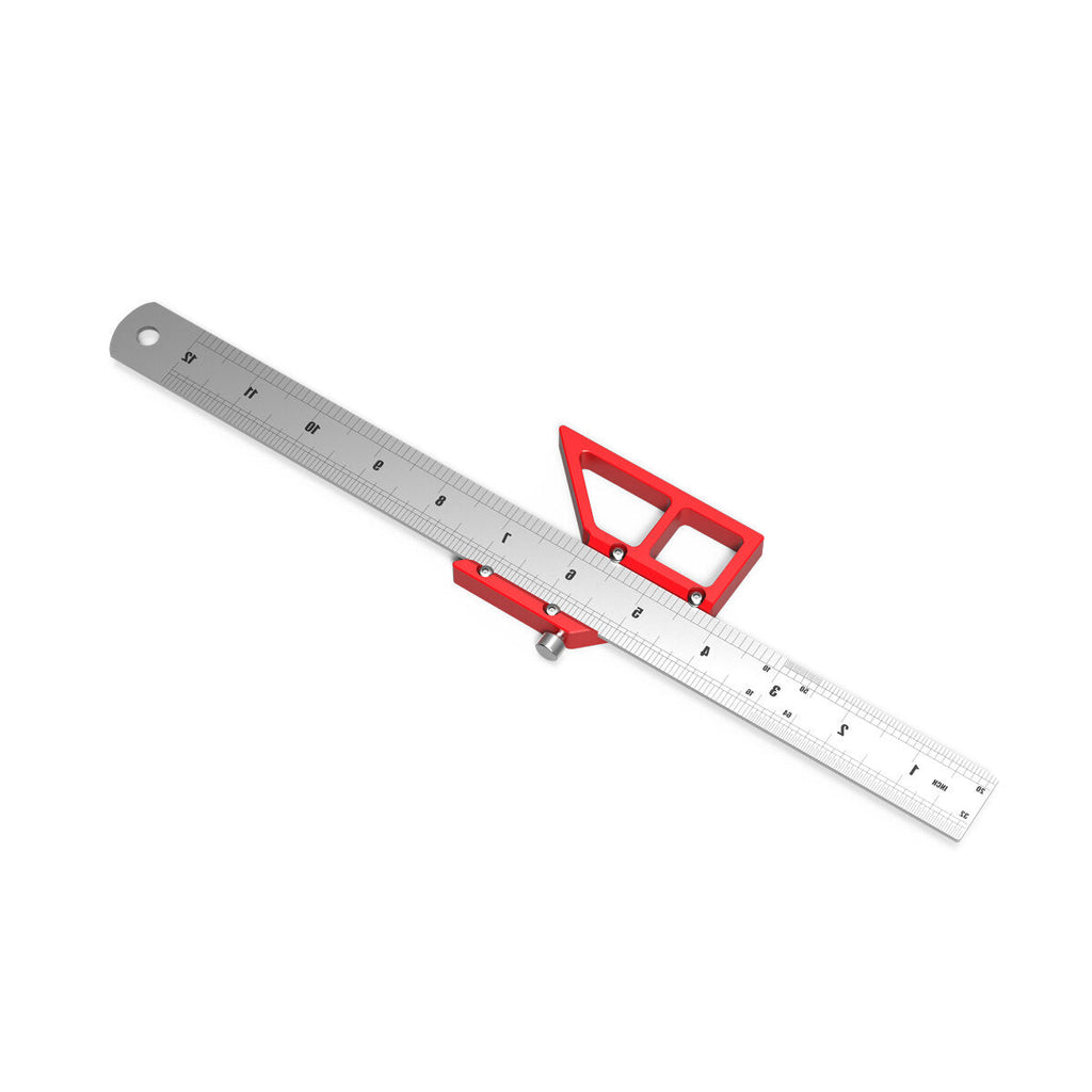 45/90° Scribing Ruler - Durable Aluminum Tool for Precision Line & Circle Drawing, Vertical Measurements, Compact Design