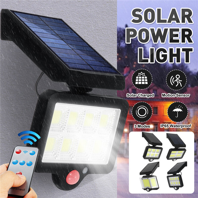 LED Solar PIR Motion Sensor Street Light Outdoor Garden Wall Security Flood