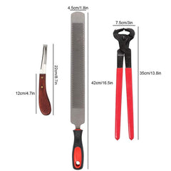3Pcs Farriers Equestrian Horse Cattle Hoof Nipper Cutter File Rasp Trimming Set