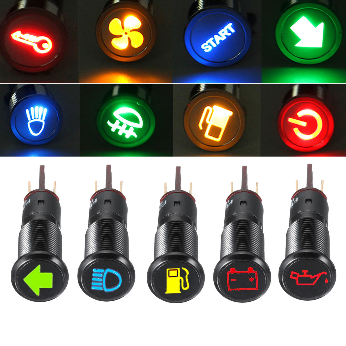 10MM LED Dashboard Warning Signal Light Van Dash Panel Indicator Lamp 12/24/36V