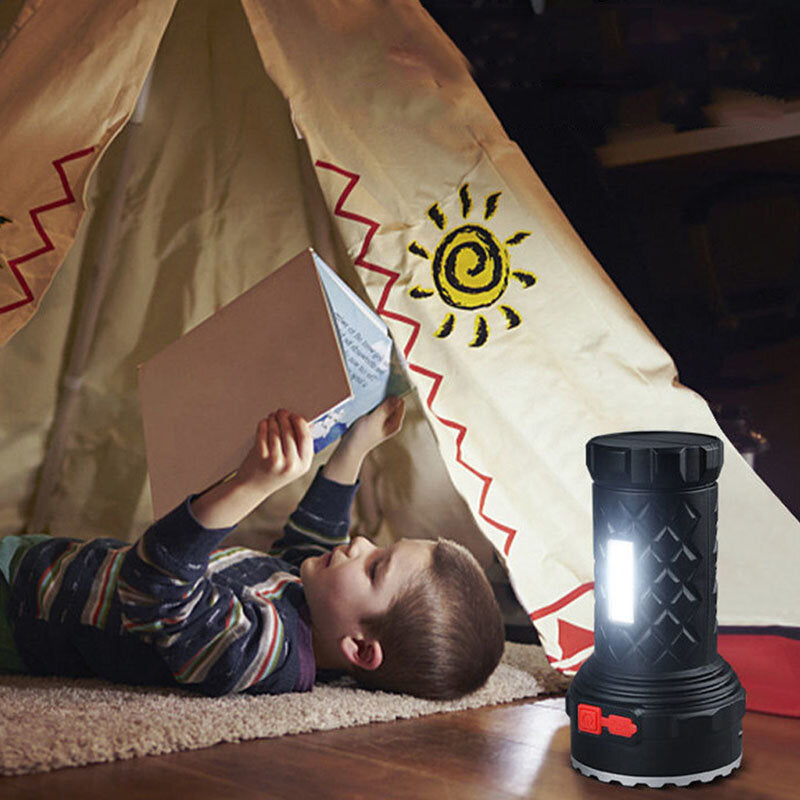 Dual Light Source Ultra Powerful ABS Flashlight COB Side Light USB Rechargeable Super Bright LED Torch Outdoor Night Fishing Camping Emergency Lamp