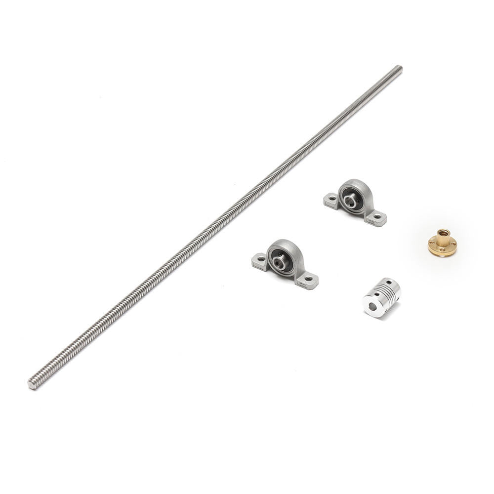 T8 500mm Lead Screw Set with Shaft Coupling and Mounted Ball Bearing