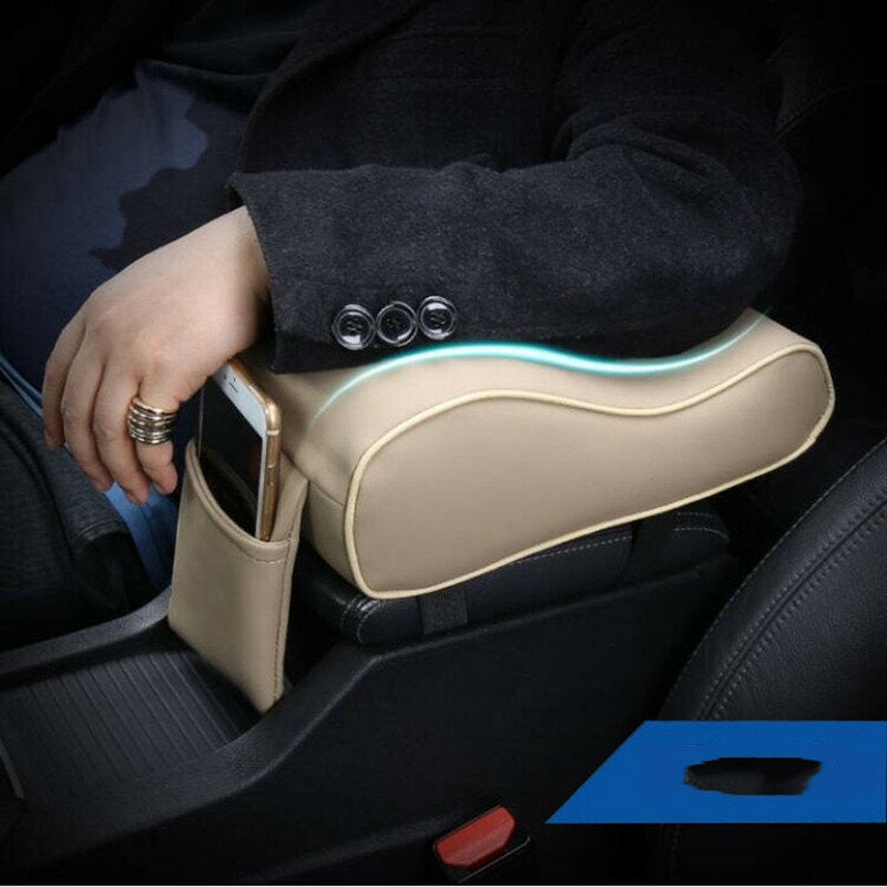 Universal PU Leather Car Arm Rest Pad Memory Foam Auto Arm Rests Covers with Phone Pocket
