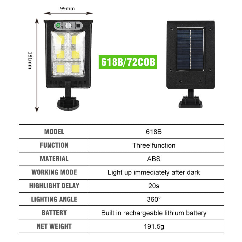 Solar Wall Light PIR Motion Sensor Waterproof Garden Security Street Lamp