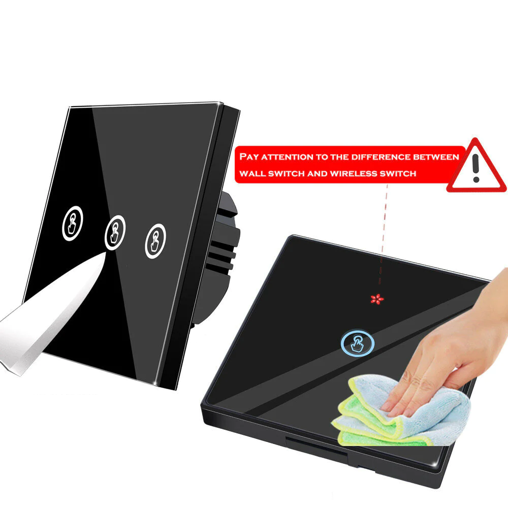 White 1gang Smart Wireless Touch Switch Light 433MHZ RF Remote Control Glass Screen Wall Panel 110V 220V LED Lamp