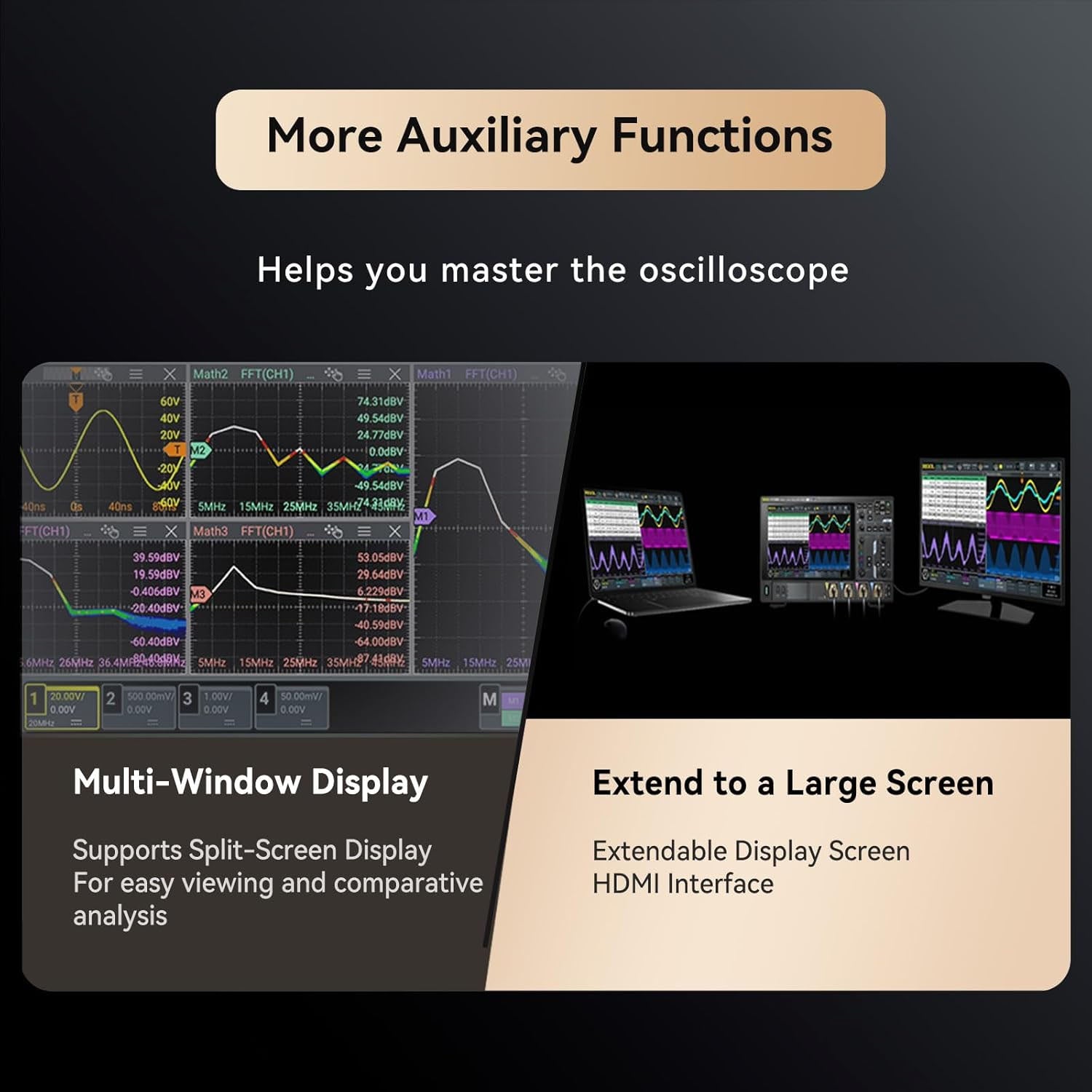High Precision Digital Oscilloscope 4 Channels 800MHz Bandwidth 12-Bit Resolution 4GS Sampling Rate Touchscreen USB HDM Signal Analysis