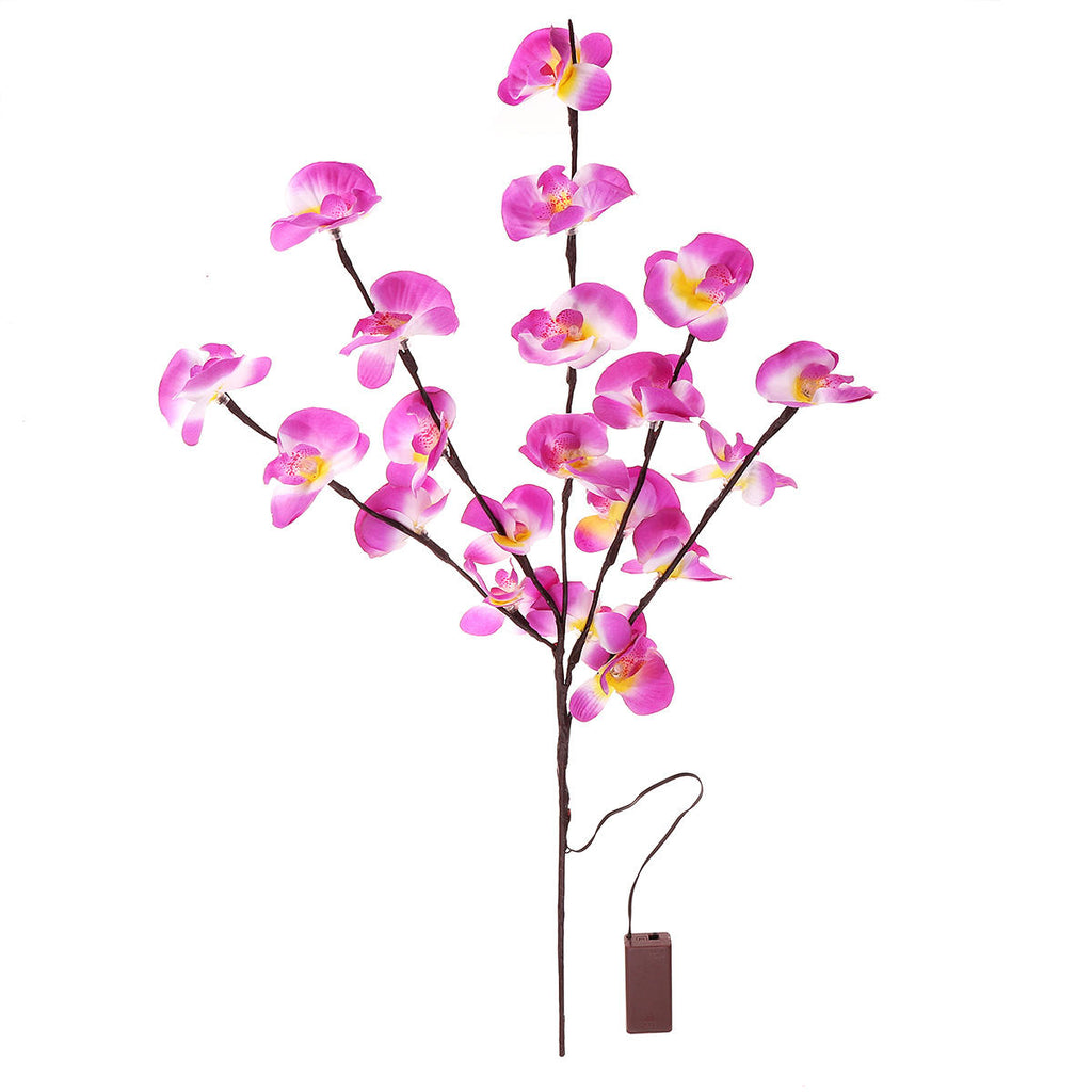 Battery Supply 20LED Bendable Phalaenopsis Flower Branch Tree String Light Christmas Party Decor