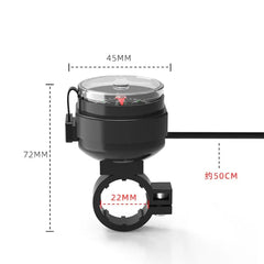 Compass Charger for Motorcycle - USB Phone Holder, GPS Navigator, and Cell Phone Charger, 5V/2.5A, Black