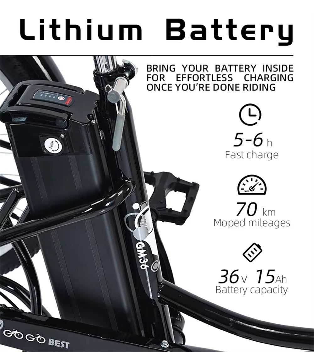 Electric Tricycle 36V 15AH Battery 350W Motor Recommended Top Speed 25KM/H 24inch 30-70KM Max Mileage 200KG Max Load Electric Tricycle