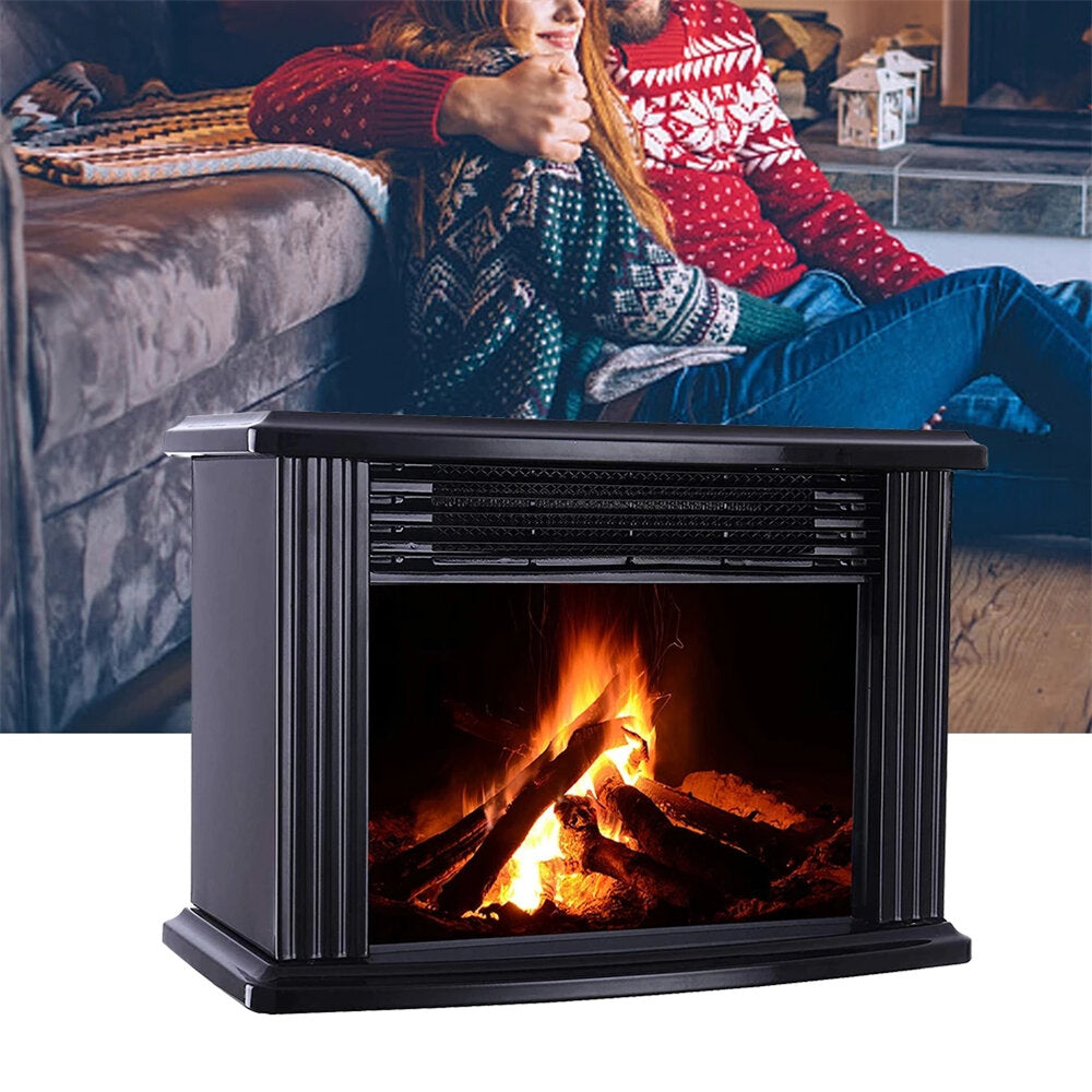 1000W Portable Electric Fireplace Heater - Desktop Flame Stove Air Warmer for Living Room/Bedroom