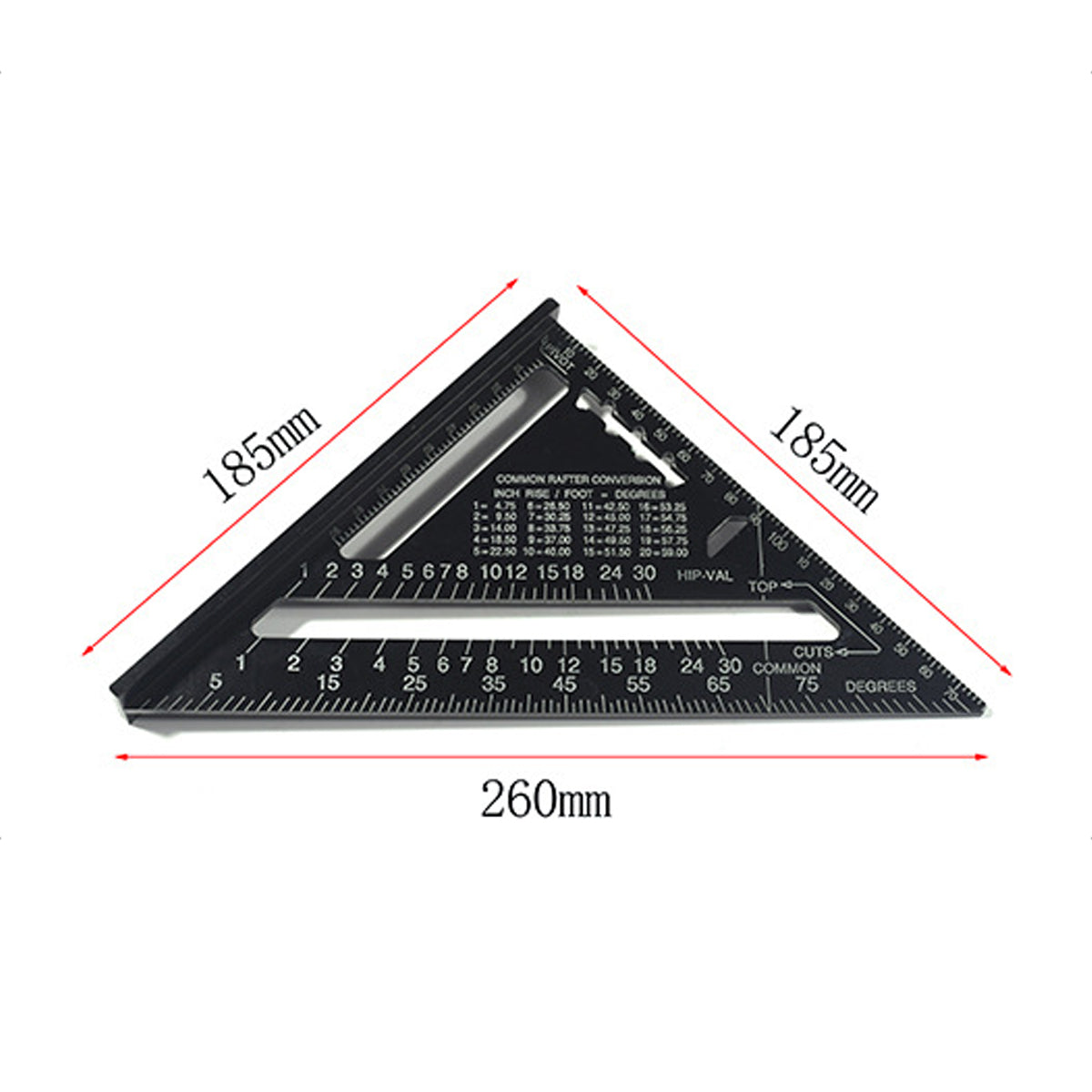 7 Inch Aluminum Triangle Ruler Square Rafter Angle Miter Protractor Measuring