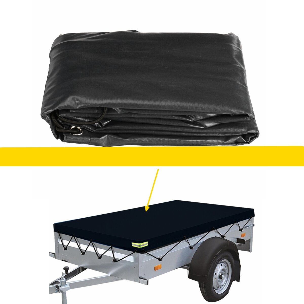 Trailer Cover 600D Waterproof Windproof Dust Protector With Rubber Belt 155x95x13cm