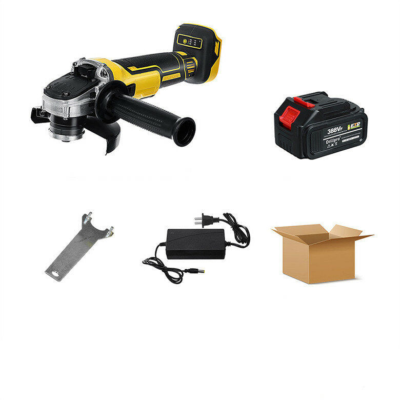 388VF 100mm/125mm Brushless Angle Grinder Wireless Rechargeable Wood Metal Cutting Polishing Tool W/ 1/2 Battery