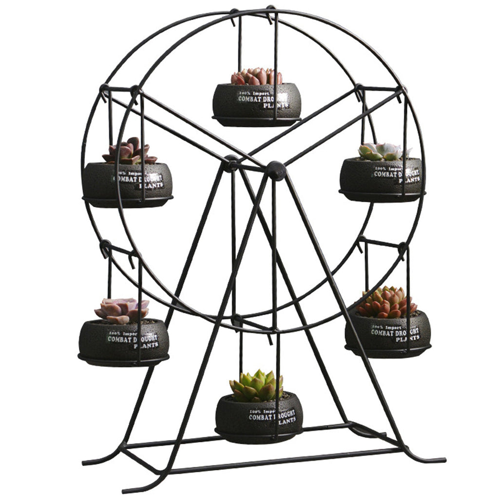 Succulent Planter Ferris Wheel Iron Plant Holders Set Indoor Garden Pots