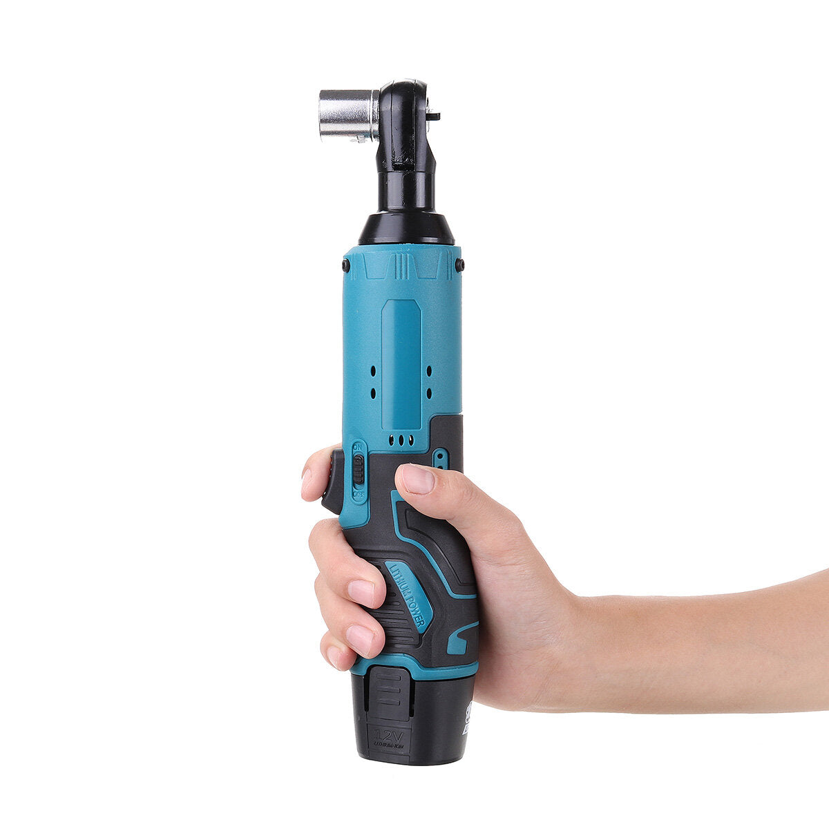 12V/18V/28V 57N.m 90 Electric Right Angle Ratchet Wrench Set 1500mAh Battery With Flashlight