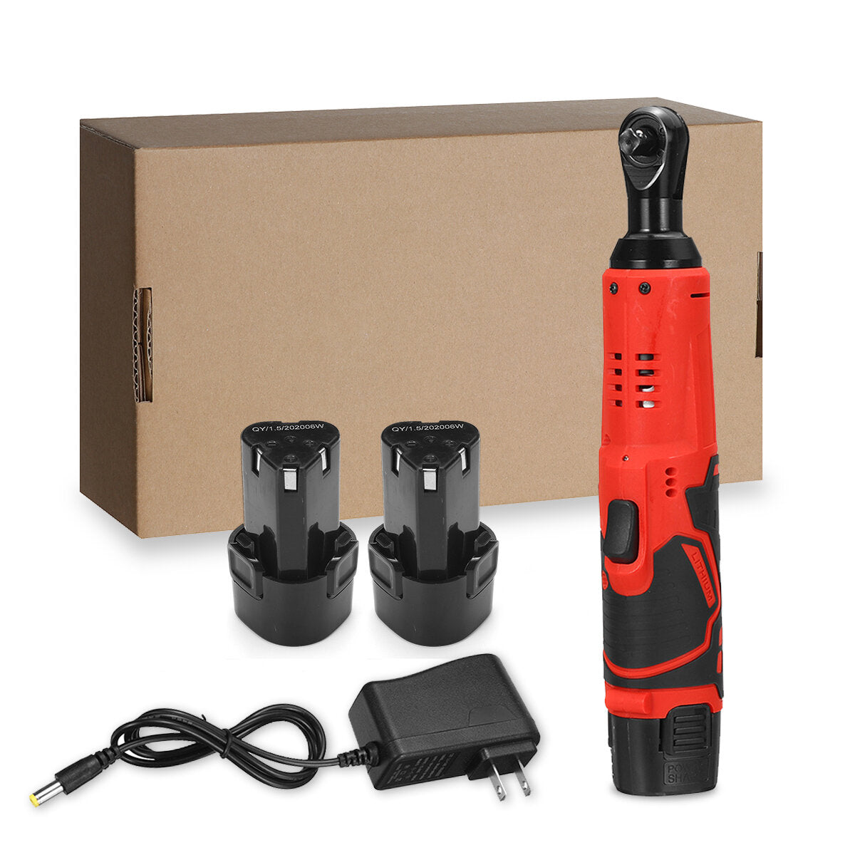 12V 4000mAh Electric Ratchet Wrench With LED Light 90 Angle Wrench Tool W/ 1/2pcs Battery