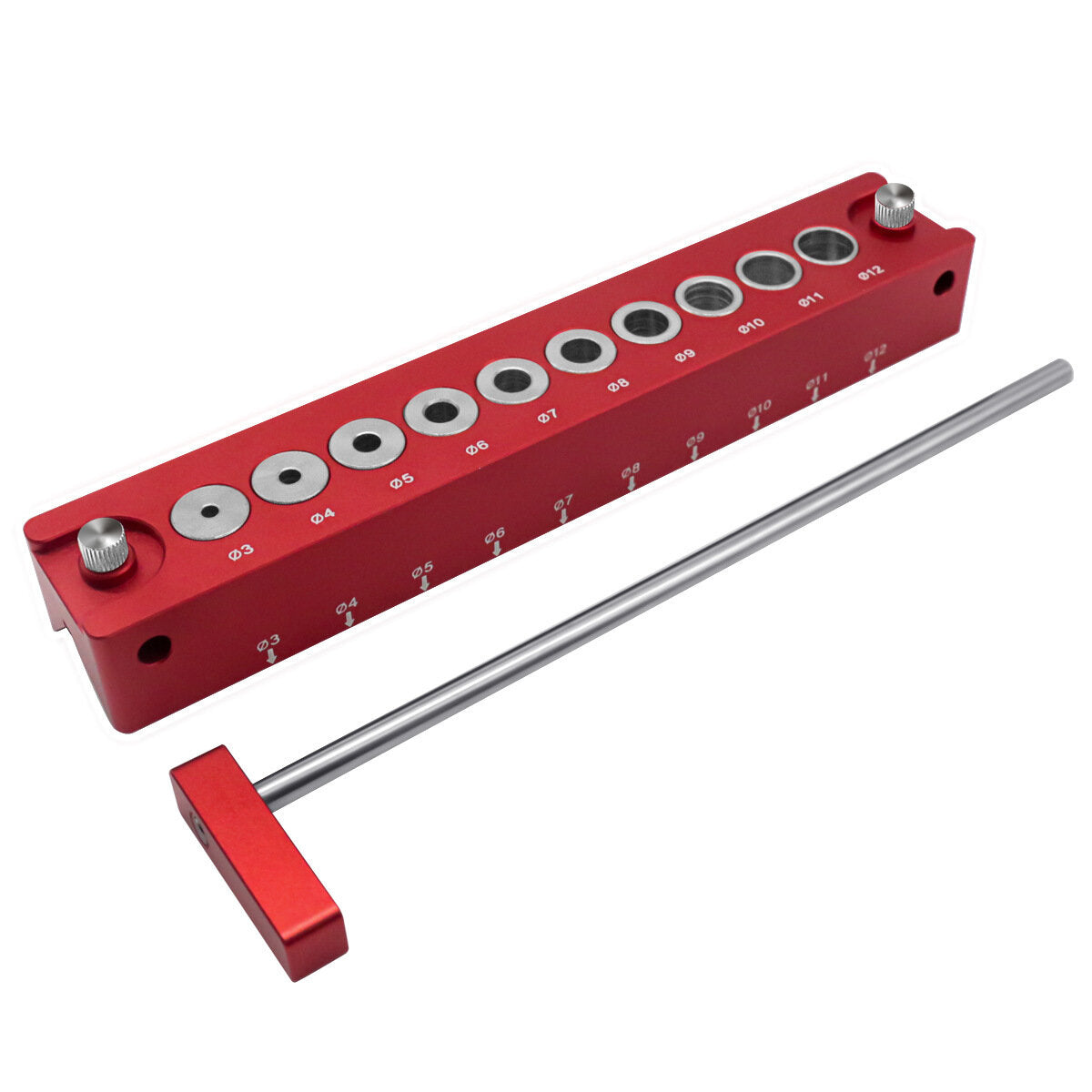 High-Precision Woodworking Hole Positioner with 45° Drilling, Laser-Engraved Scales, Durable Aluminum Alloy, 3-12mm Range