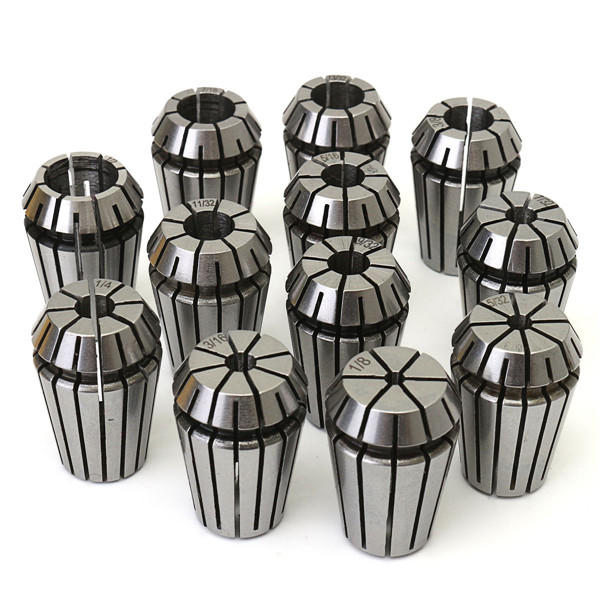 12Pcs 1/8 to 1/2 Inch ER20 Spring Collet Set for CNC Milling Lathe Tool