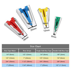 Sewing Tape Maker Kits 4 Sizes 6MM 12MM 18MM 25MM Household DIY Fabric Patchwork Sewing Accessories