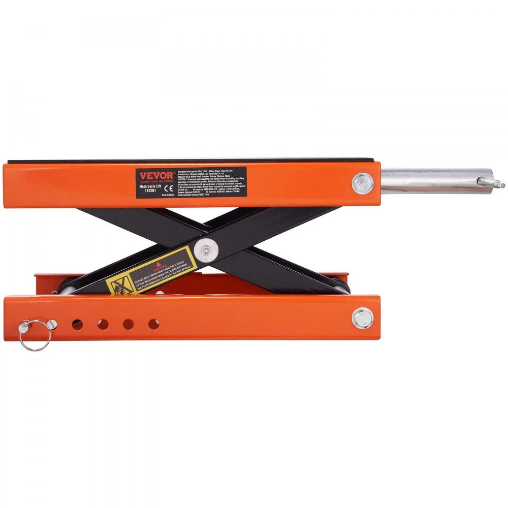 1100lbs Motorcycle Scissor Jack Lift 499.5 kg Wide Deck Hoist Stand for ATVs Bike