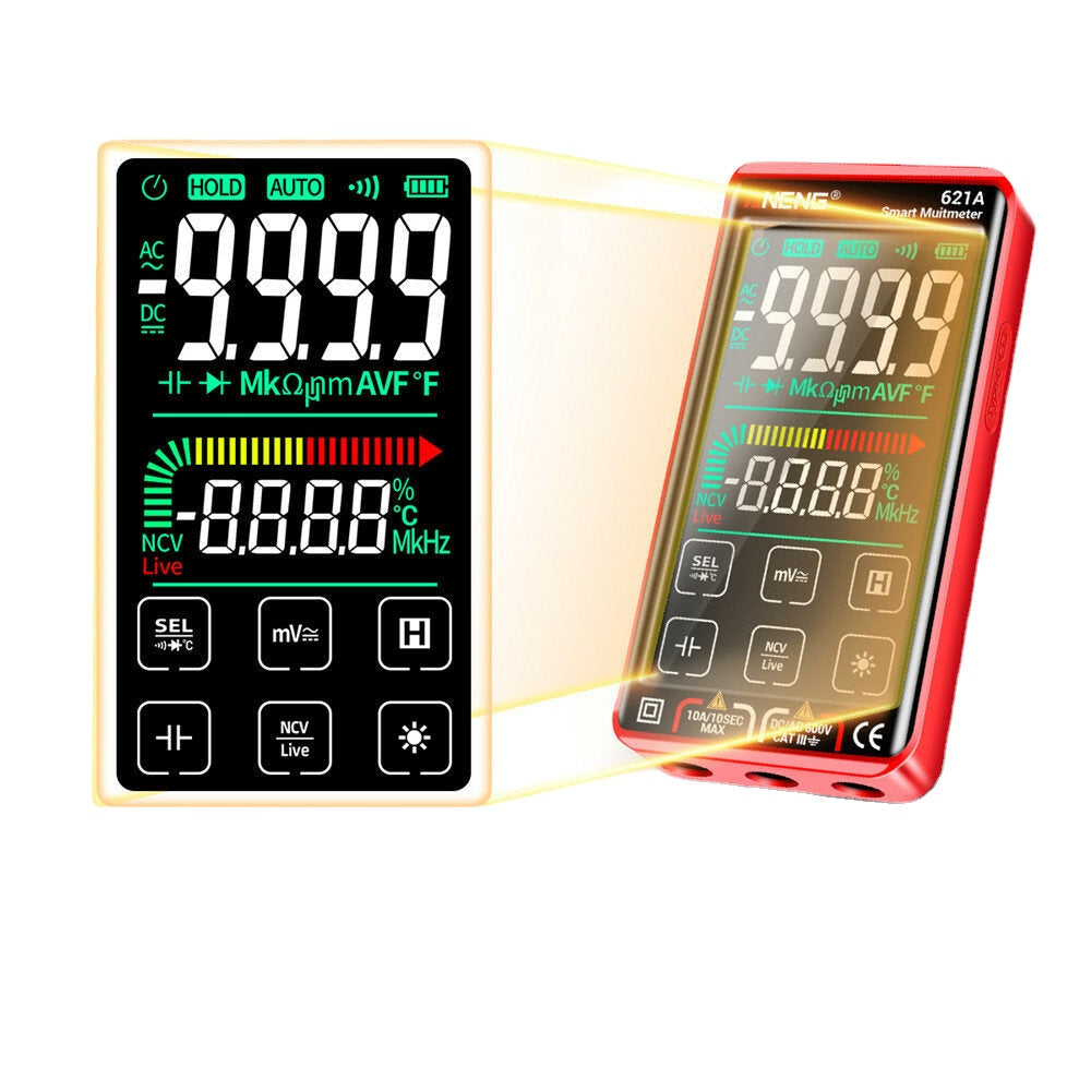 9999 Counts Auto Range Full-screen Touch Smart Digital Multimeter Rechargeable DC/AC Voltage Current Tester Meter