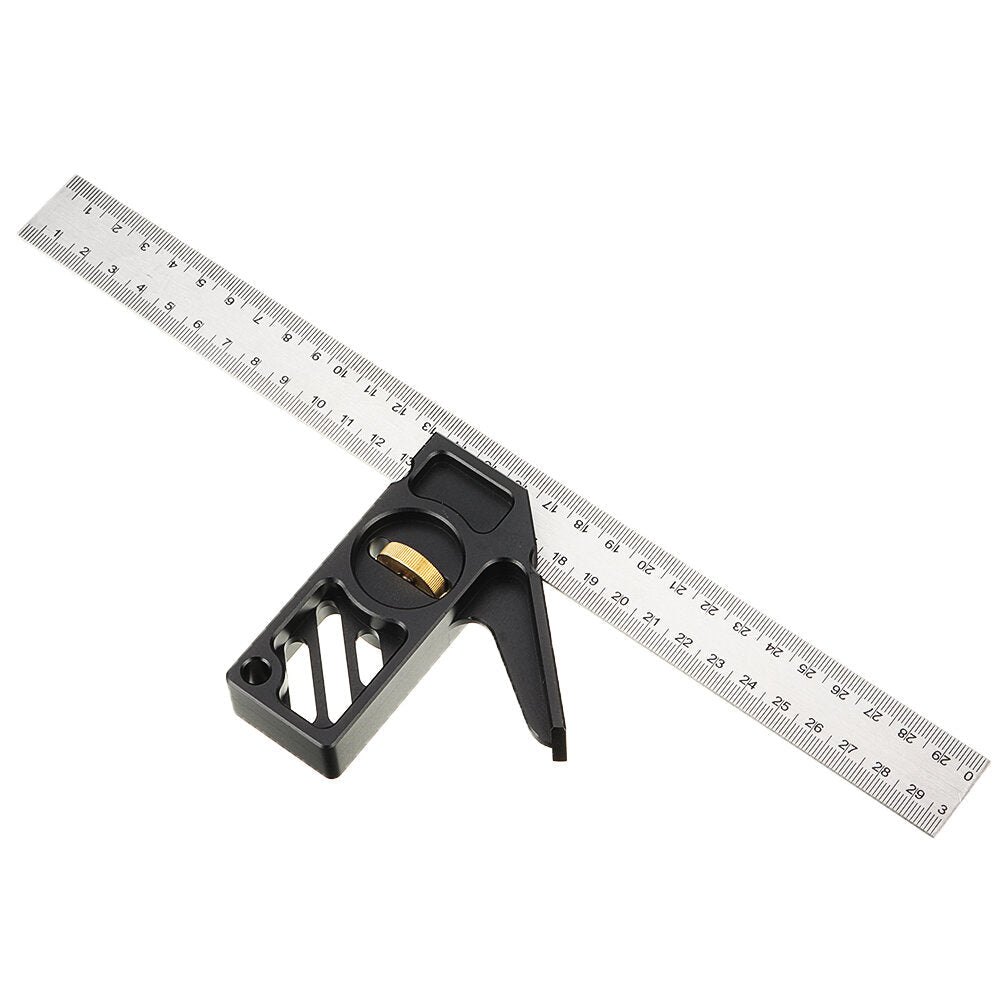 Aluminum Alloy & Stainless Steel Combination Square Locator Ruler, 300mm Measuring Range, Double-Sided Scale, Durable Design