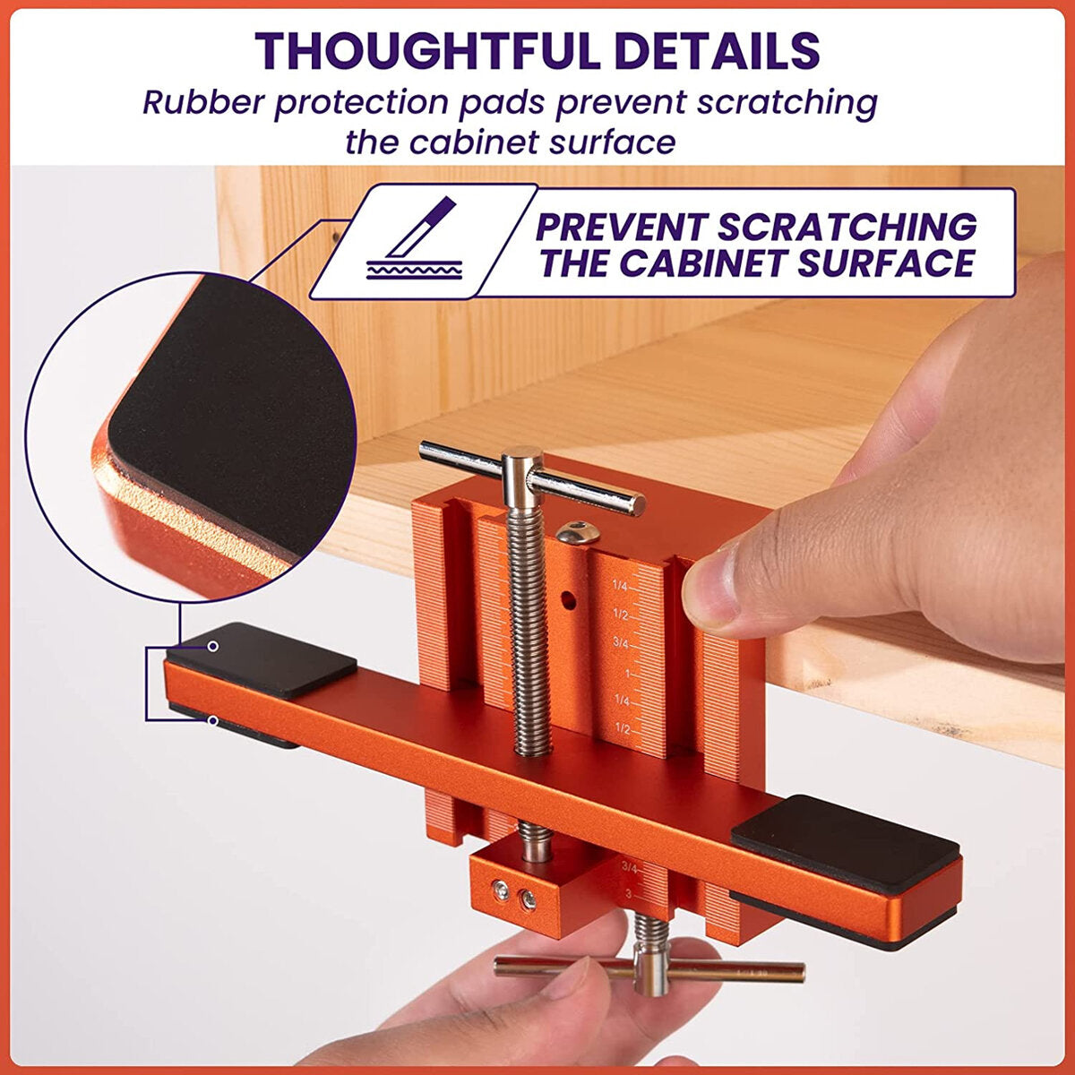 Cabinet Door Mounting Jig - Heavy-Duty Aluminum Tool for Easy Installation of Left/Right Doors, Height Adjustable, 2-3/16" Clamp