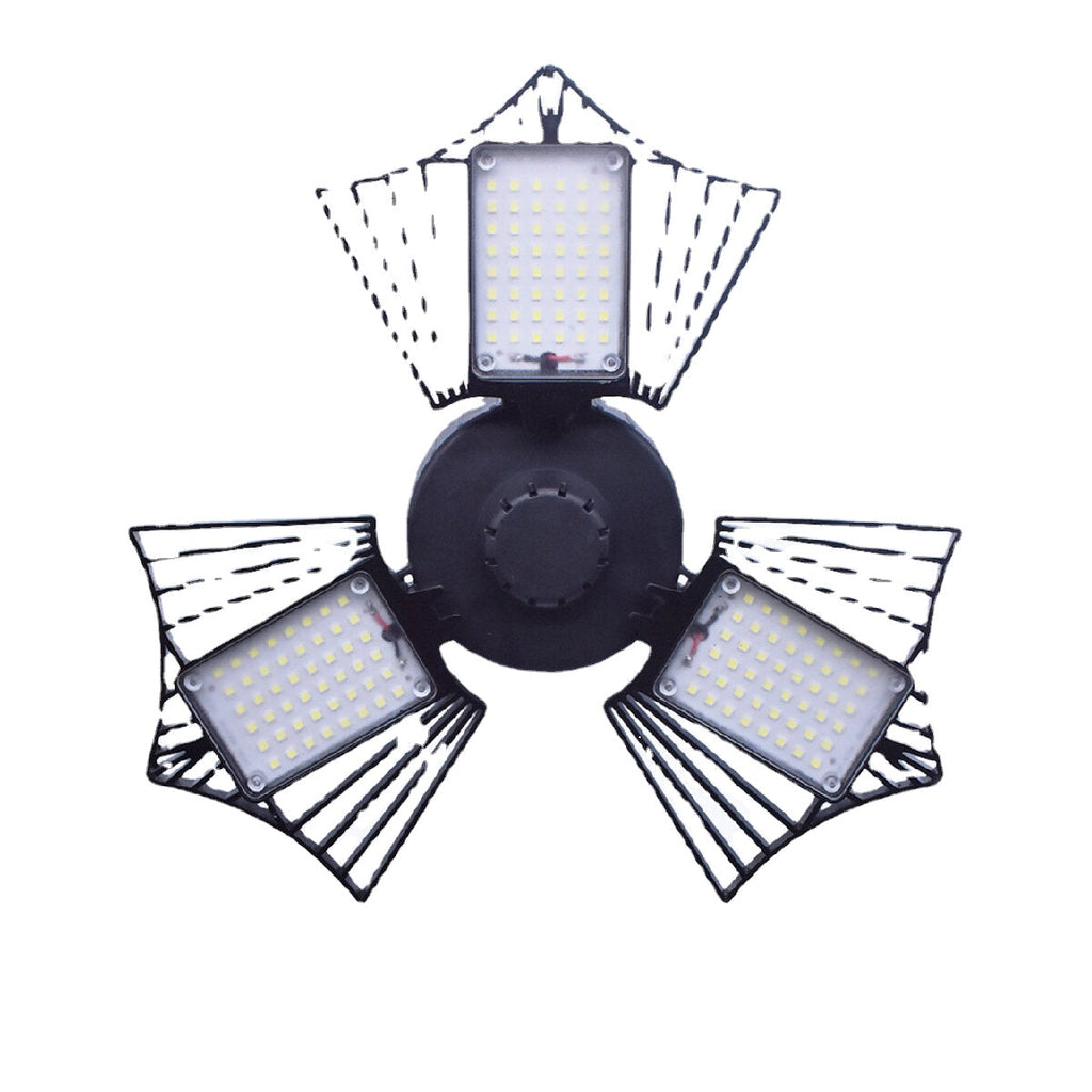 60/80/100W LED Garage Lights Deformable Ceiling Fixture Workshop Shop Three-Leaf