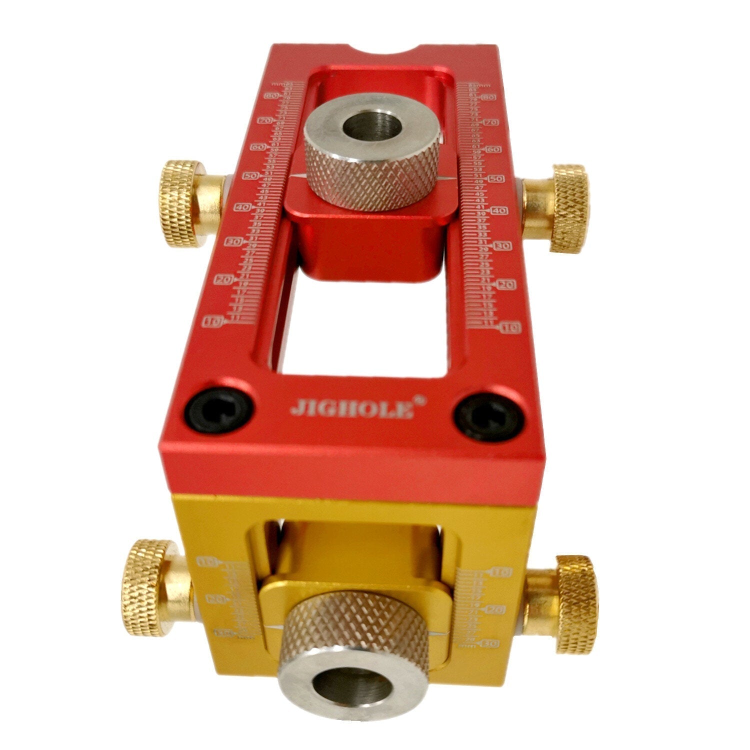 Aluminum Alloy 2-in-1 Screw Jig Adjustable Pocket Hole Drill Guide for Woodworking - 4/5 Drill Sleeves Included
