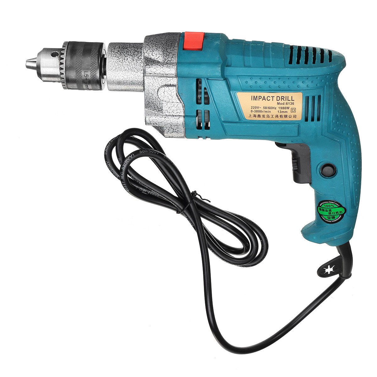 1980W 3800rpm Electric Impact Drill 360 Rotary Skid-Proof Handle With Depth Measuring Scale Spinal Cooling System Hand Tool