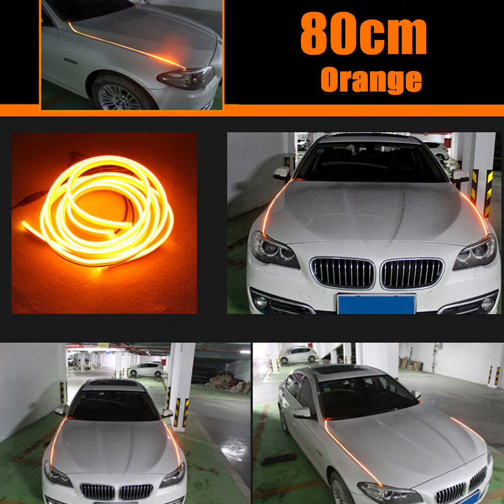 2PCS Hood LED Light Strip Grilles Under Spoiler Scanning LED Knight Rider