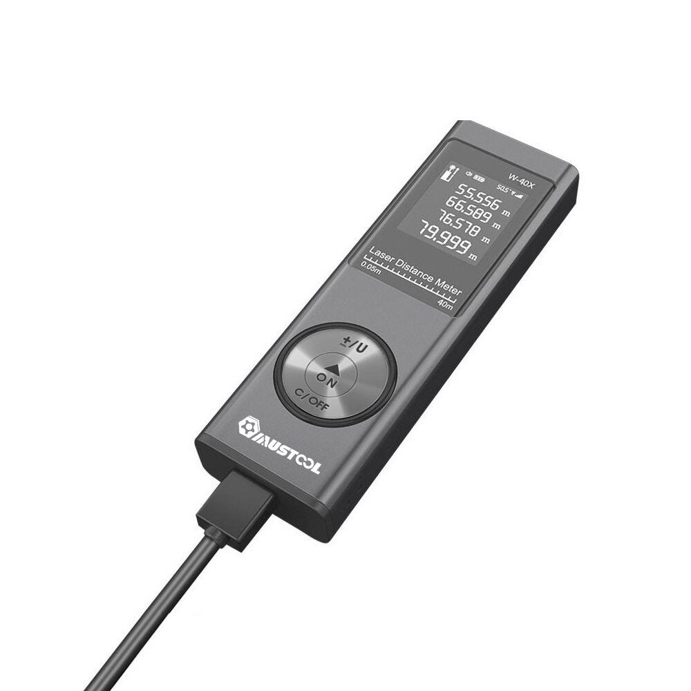 40m Digital Mini Laser Rangefinder with Electronic Angle Sensor M/In/Ft Unit Switching USB Charging
