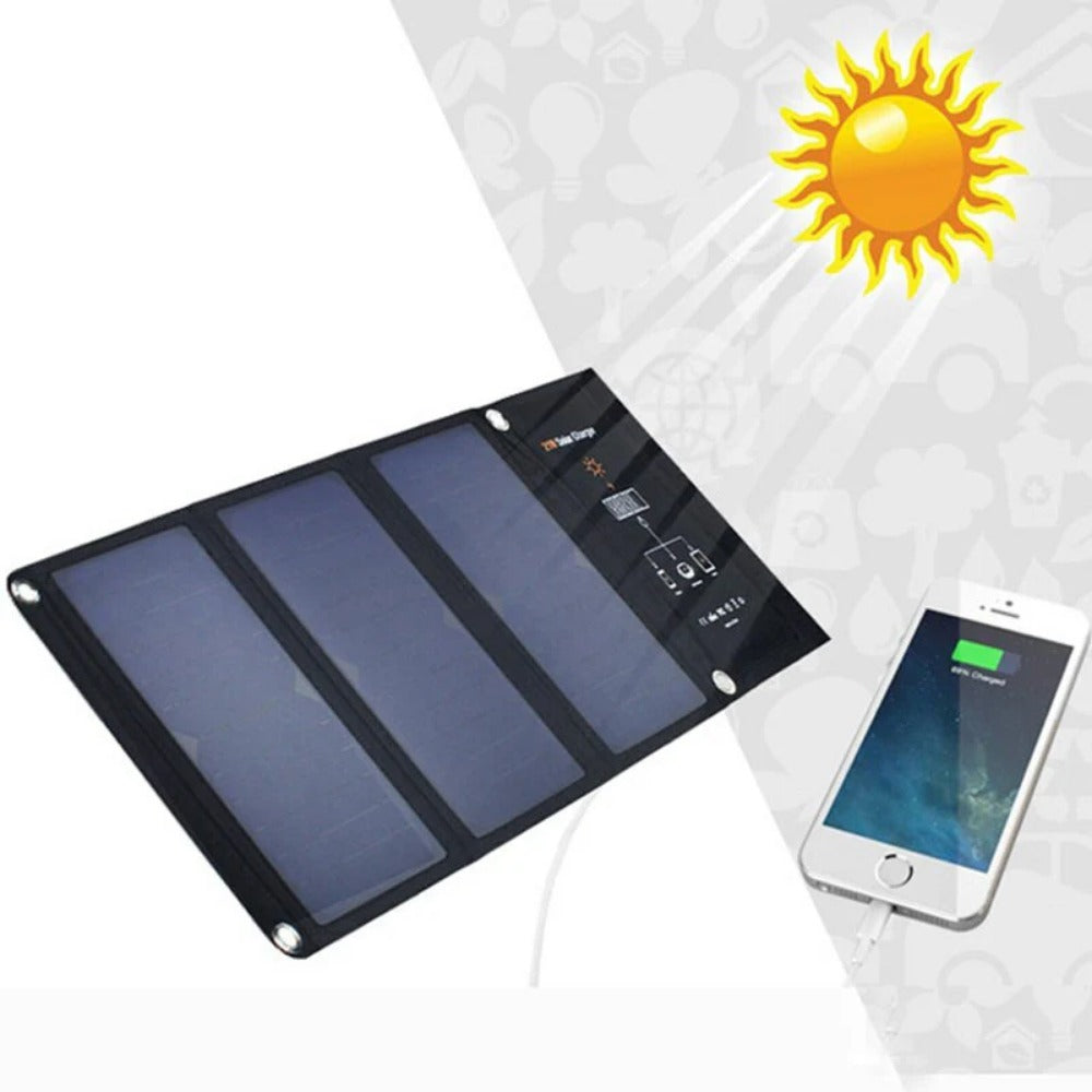 21W Foldable Solar Cells Charger Backpack Monocrystalline Solar Panel Charger with Dual USB Port for Phone Solar Battery