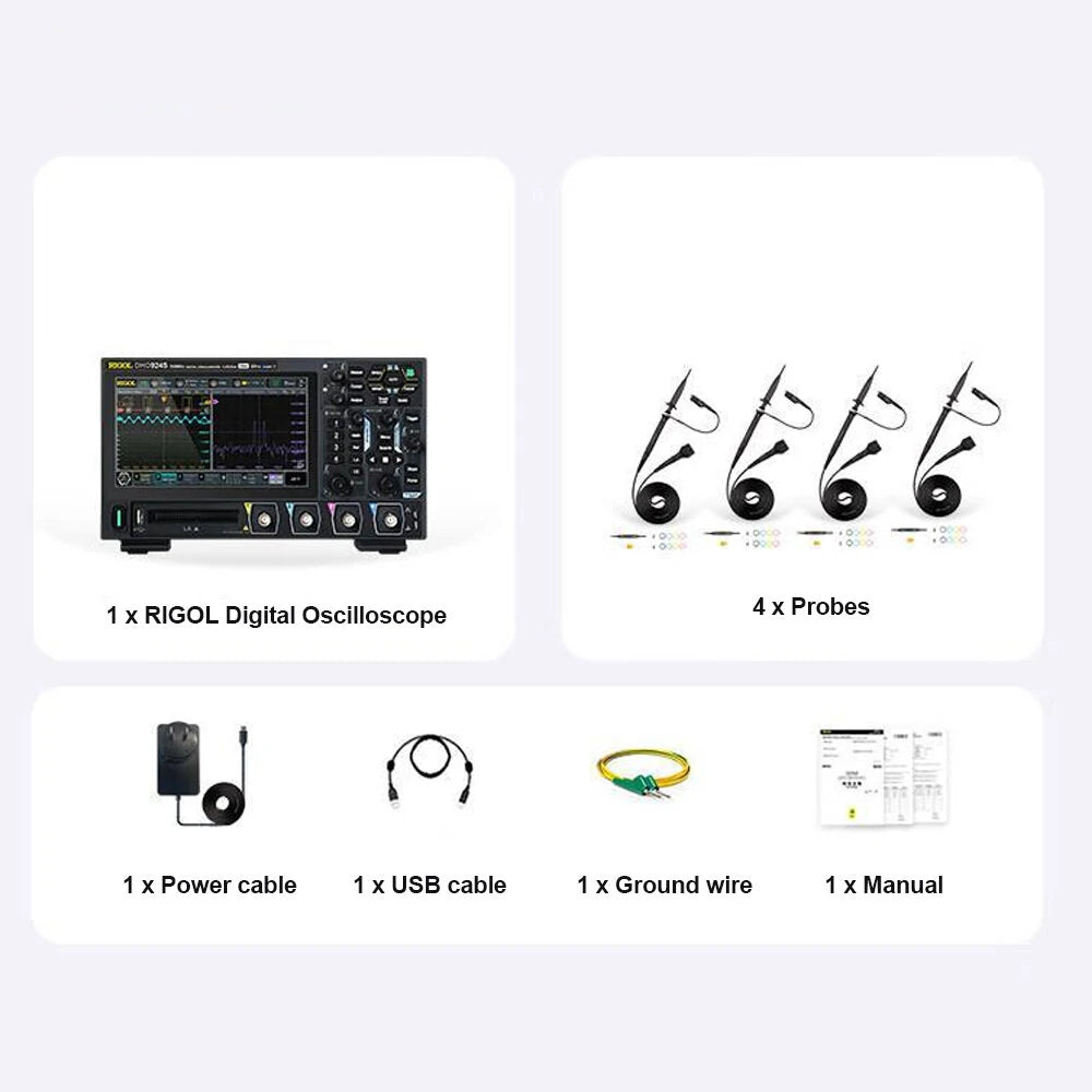 125MHz Digital Oscilloscope, 4 Channels, 12-Bit Resolution, 1.25GSa/s, HD Touchscreen, USB, LAN & HDMI-Compatible Output