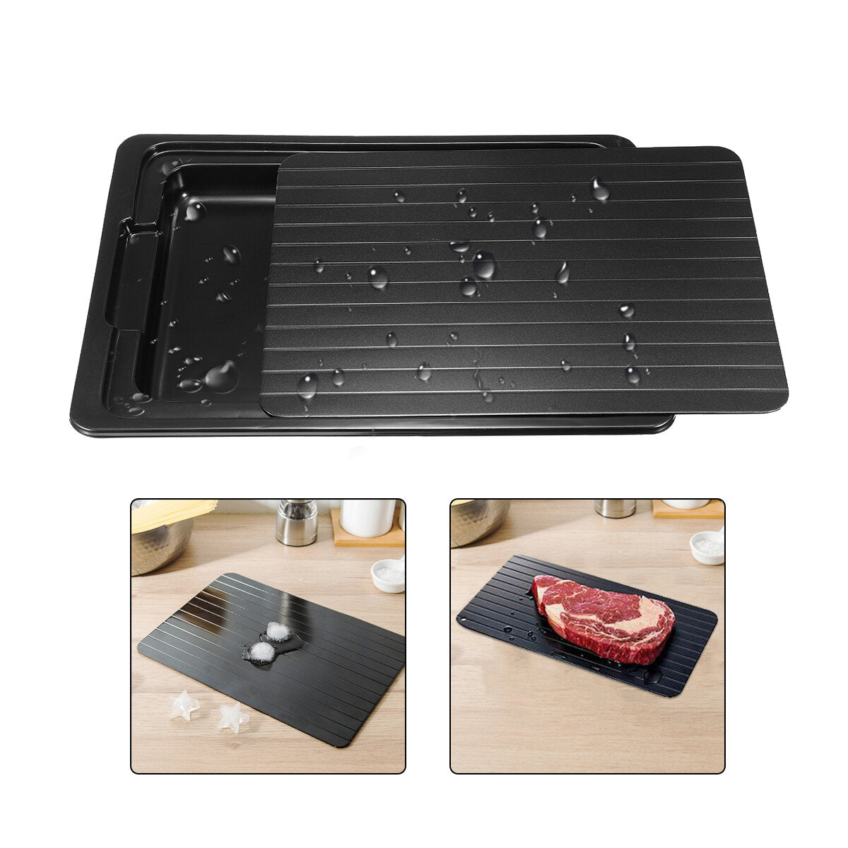 Defrosting Tray Thawing Plate Frozen Food Faster and Safer Way to Defrost Meat or Frozen Food Plate