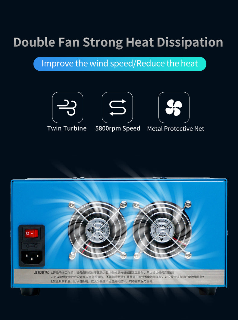 15A High Current Lithium Battery Pack Equalizer and Analyzer Versatile for Ternary LiFePO4 LTO Batteries Touch Screen and Bluetooth Control with Dual Fan Cooling Efficiency