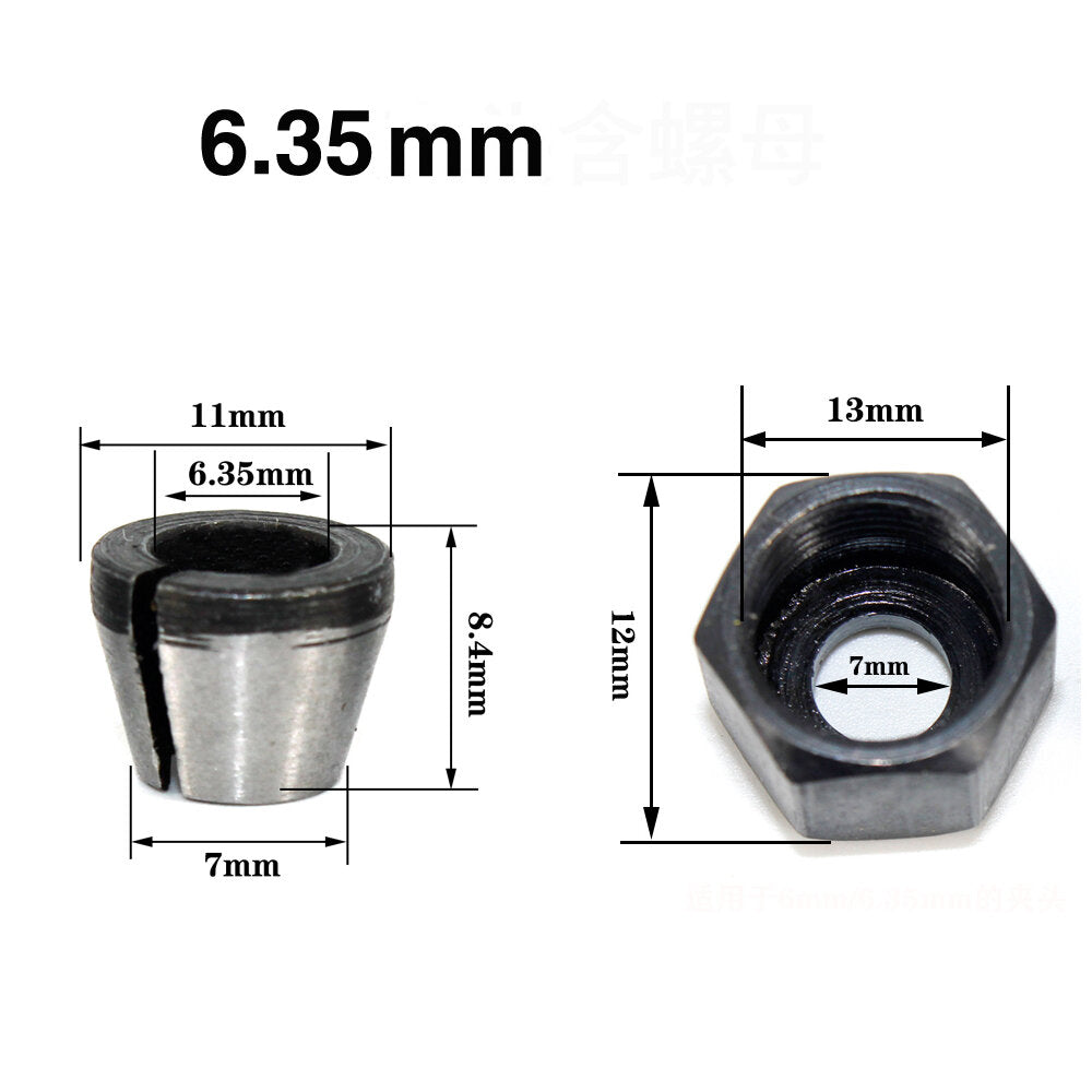 1Pc 3Pcs Collet 6mm 6.35mm 8mm Collets Chuck Engraving Trimming Machine Electric Router Milling Cutter Accessories