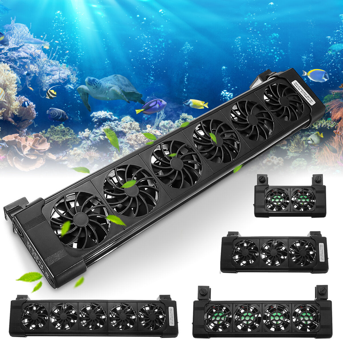 2/3/4/5/6 Head Aquarium Cooling Fan Adjustable Submersible Cooler Fast Cooling Low Noise Angle Adjustable with Safety Net